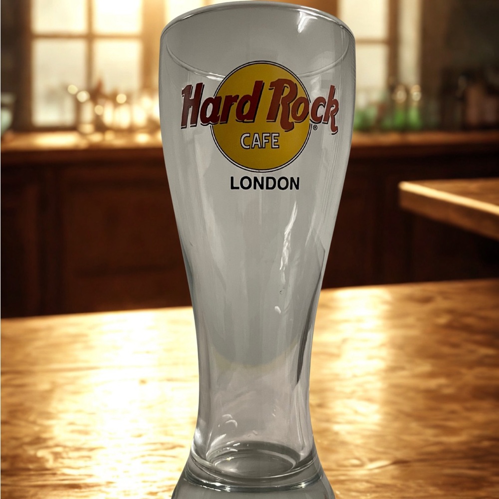 Hard Rock Cafe London Pint Glass with Red and Yellow Logo